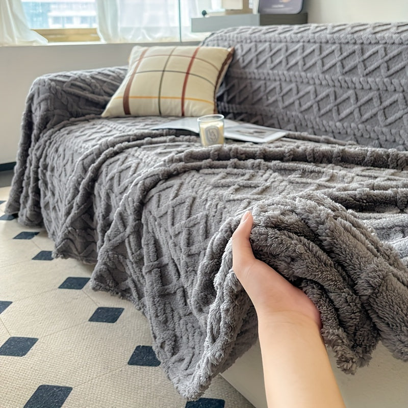 1pc Modern Jacquard Shu Velveteen Sofa Throw Cover - Pet Friendly Slipcover for Armchair to 4-Seater Sectionals