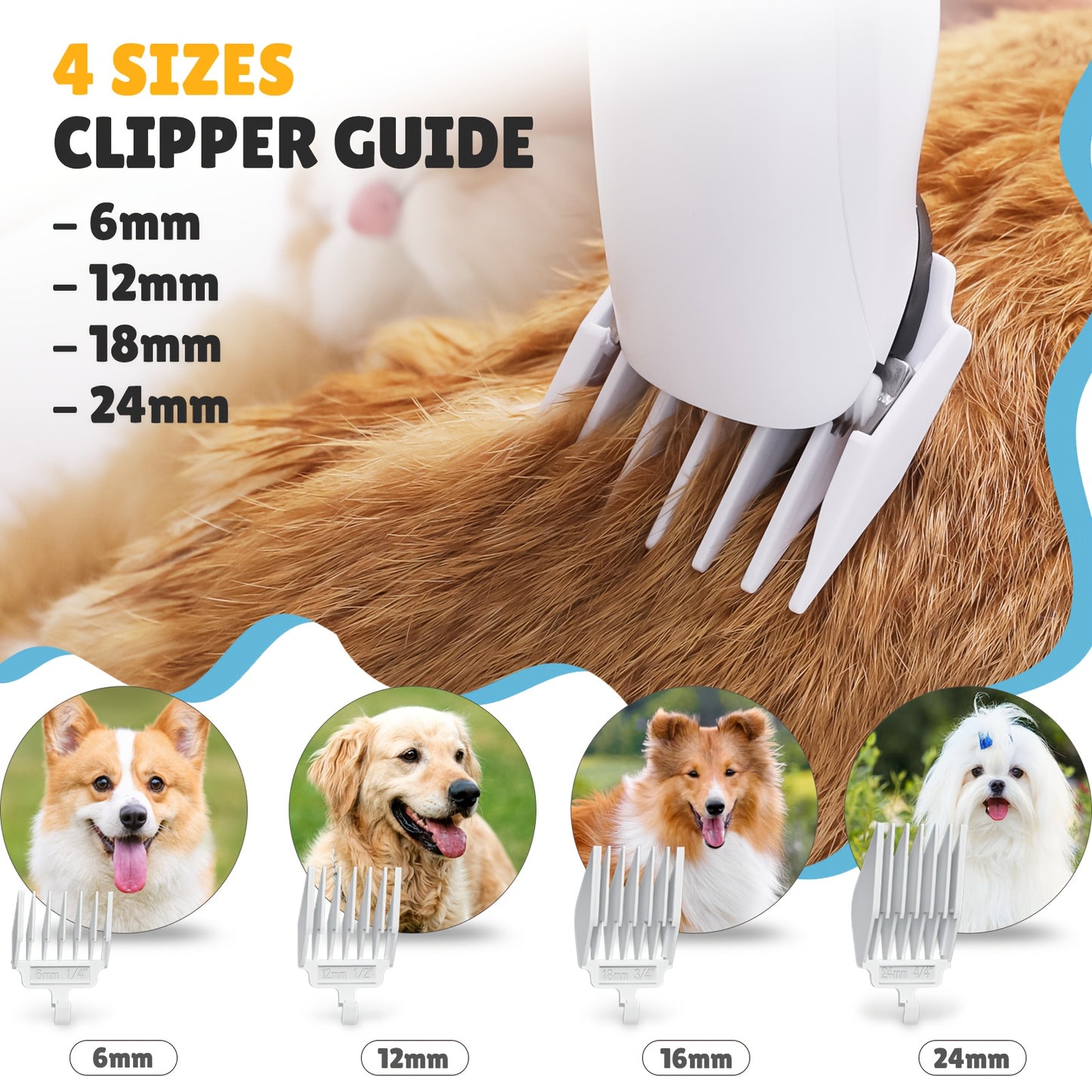 Dog Grooming Kit Vacuum and Blow Dryer Pet Grooming Vacuum with 6 Grooming Tools Trimmer and Guide Combs for Dog Cat and Other Animals