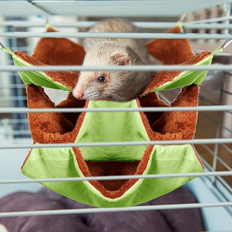 3pcs Cozy Plush Hanging Hammocks for Small Pets Triple Layer Design