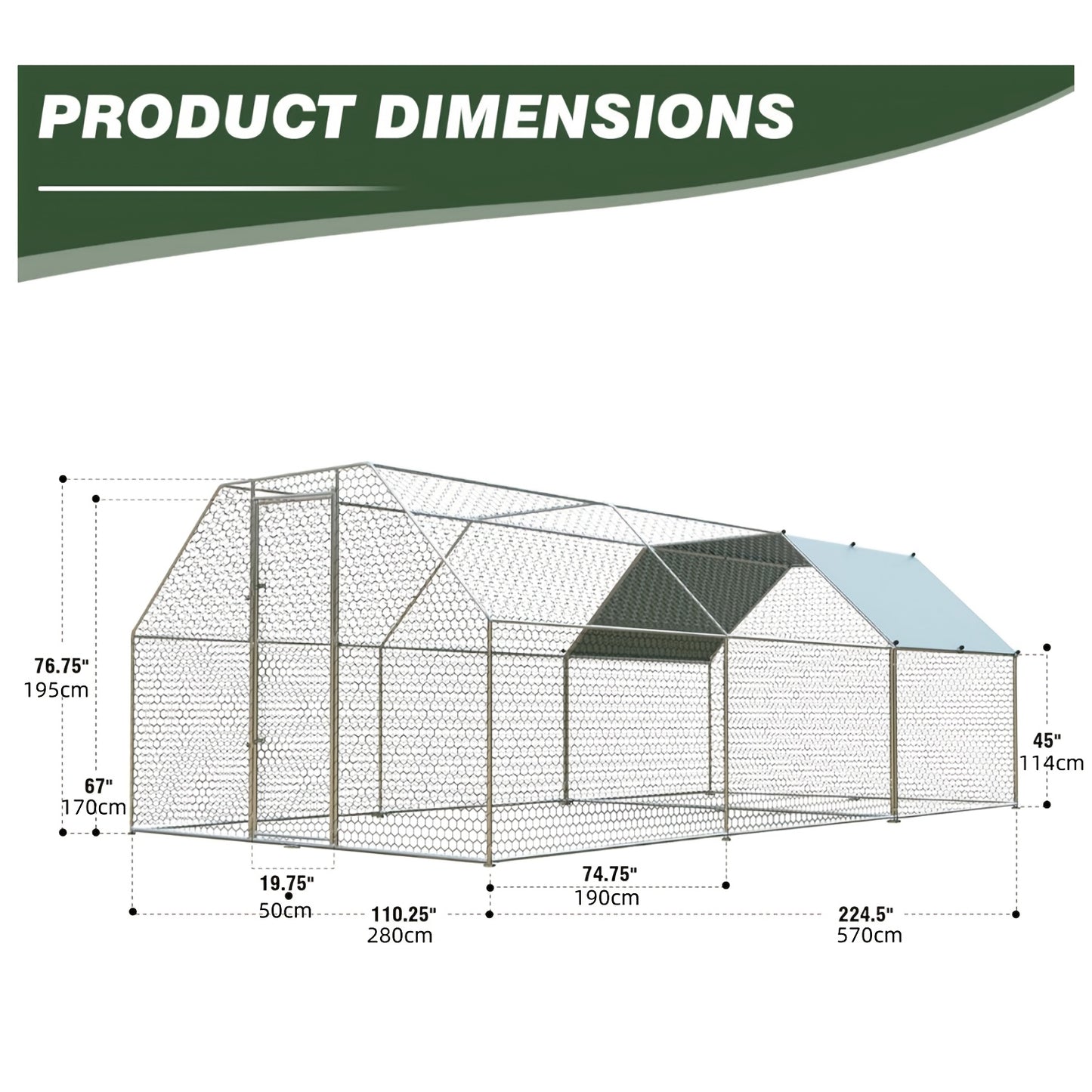 Large Metal Chicken Coop With Run Walk In Poultry Cage Dome Roofed Chicken Coops With Anti Ultraviolet Cover For Outdoor Backyard Farm