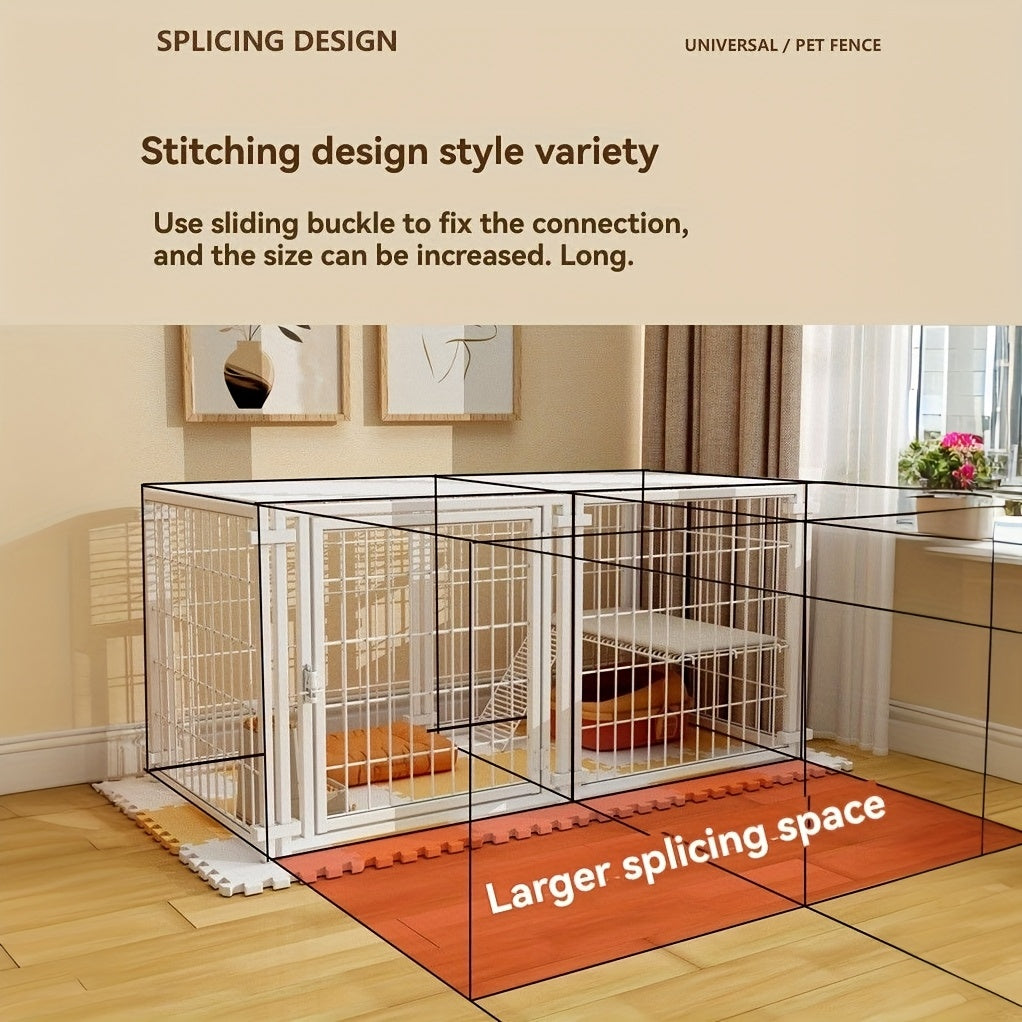 Sturdy 48 Inch X 24 Inch Indoor Pet Enclosure with Escape Proof Top Ideal for Cats Rabbits Small and Medium Dogs White