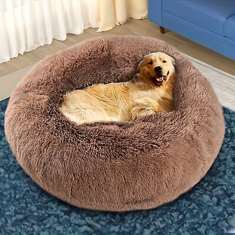 BreezeLodge 36 Inch Calming Dog & Cat Bed Brown Poufs