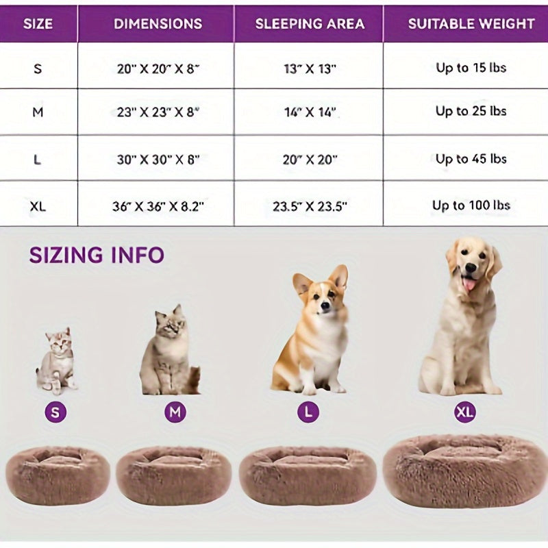 BreezeLodge 36 Inch Calming Dog & Cat Bed Brown Poufs