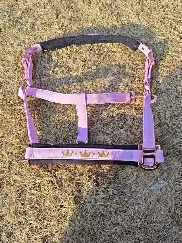 1pc Memory Fabric Horse Halter Durable Soft Equestrian Headgear With Anti Chafe Lining And Rose Golden Buckles Available In Large Medium And Small Sizes Without Battery