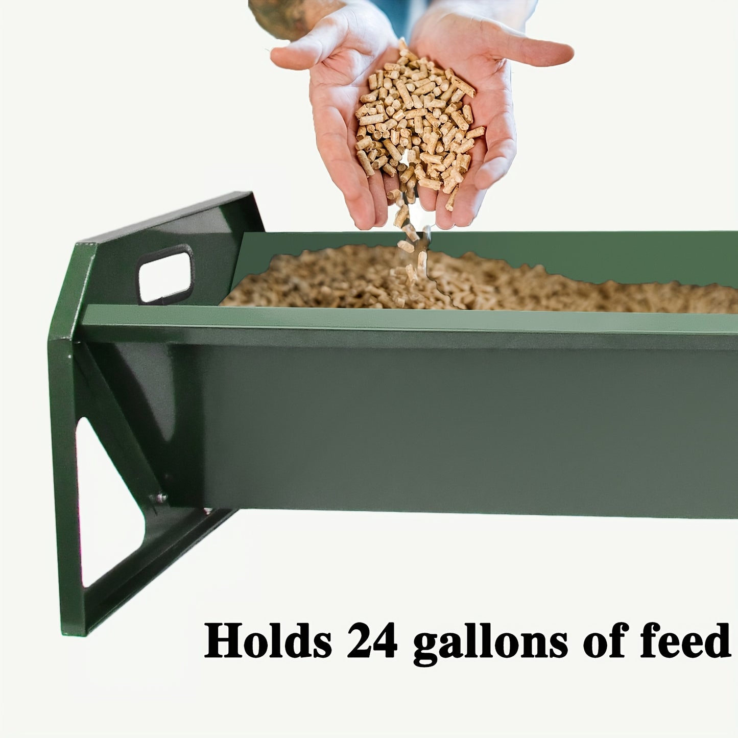 Portable 45 Inch Long Galvanized Steel Livestock Feeder Green