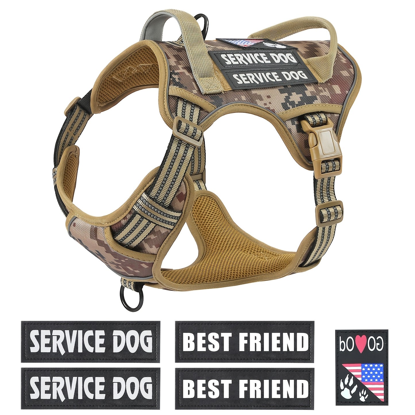 Tactical Dog Harness For Small Medium Large Dogs Heavy Duty No Pull Harness With Handle Adjustable Reflective Vest