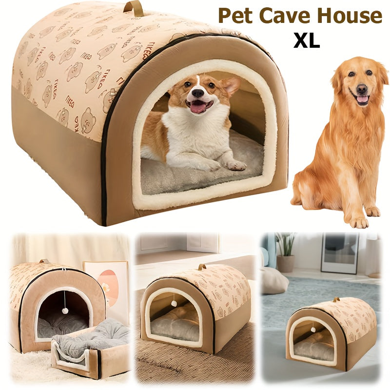 Dog Tent Cave 2 In 1 Detachable Covered Pet House