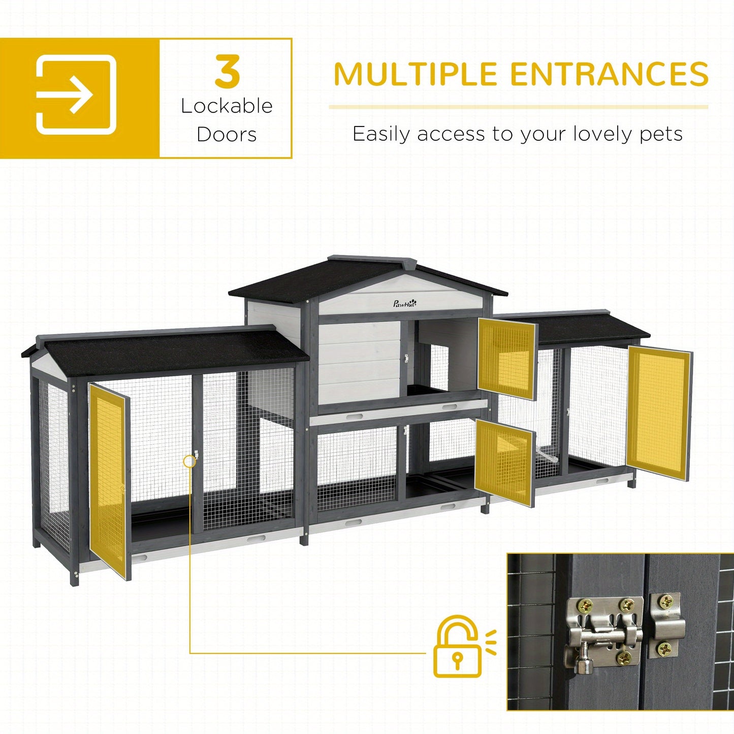 Wooden Rabbit Hutch with Double Run Boxes