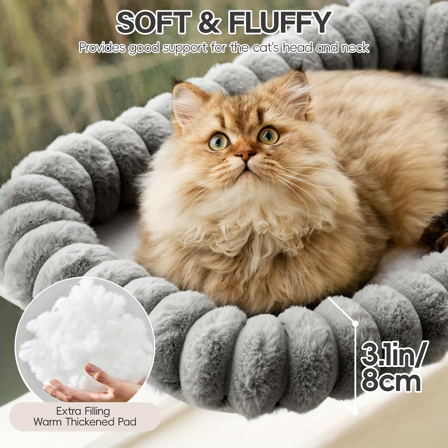 MewooFun Cat Window Perch For Large Cats Folding Cat Window Hammock For Indoor Cats Cordless Machine Washable Cat Window Bed