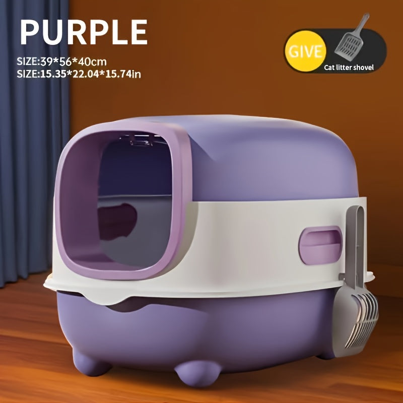 Large Cat Litter Box Fully Enclosed Splash Proof Odor Resistant Easy to Store Easy to Install Includes Scoop Easy to Clean Suitable for Small and Mid Sized Cats