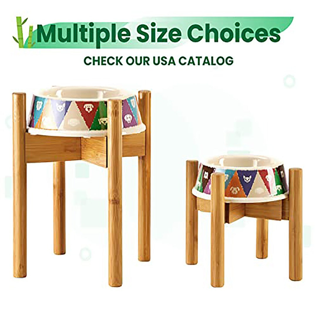 Adjustable Bamboo Dog Bowl Stand for Multiple Size Choices Elevated Food and Water Stand for Improved Feeding Comfort Ergonomic Pet Feeder Holder for Small Medium Large Dogs