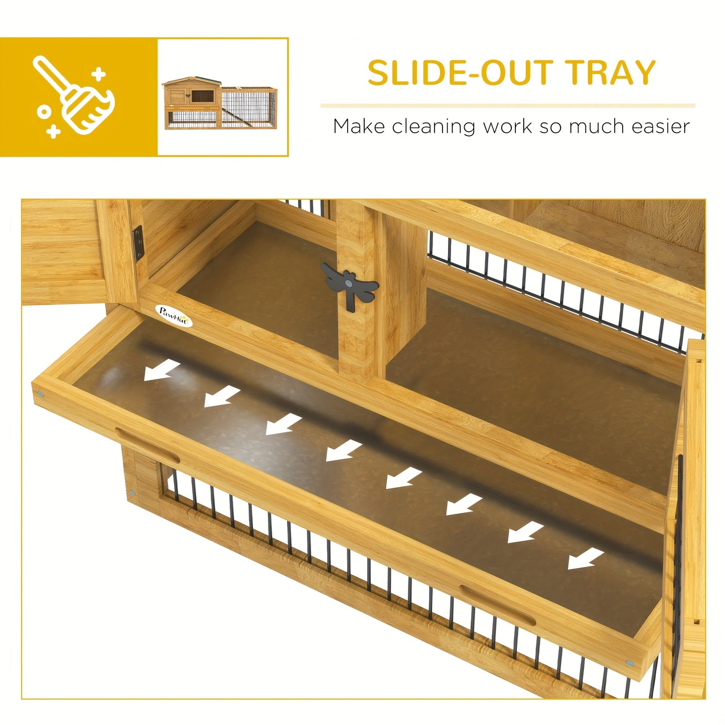 PawHut 2 Levels Outdoor Rabbit Hutch with Openable Top