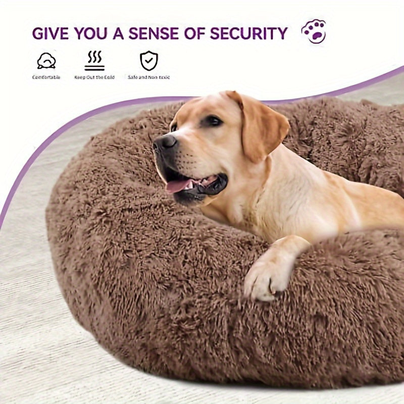 BreezeLodge 36 Inch Calming Dog & Cat Bed Brown Poufs