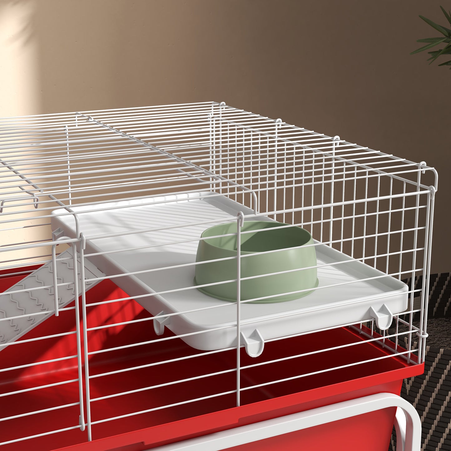 PawHut Two Story Small Animal Cage Removable from Stand Guinea Pig Hedgehog Chinchilla Ferret with Shelf and Wheels Pet Habitat