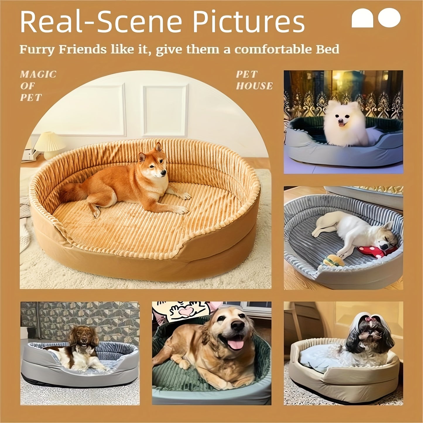 Cozy Plush Dog Bed and Cat Sofa Fluffy Washable Non Slip Round Basket for All Seasons Deep Sleep Three Dimensional Nesting Ideal for Small to Large Breeds Pet Relaxation Bed