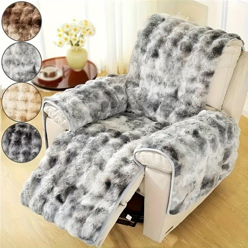 4pcs Plush Faux Rabbit Fur Sofa Cover Set - Warm & Non-Slip