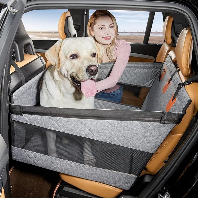 1pc Sportuli Breathable Polyester Knit Dog Car Seat Cover Medium Back Seat Extender Hammock with Strong Support for Long Car Trips Prevents Dog Falls and Seat Scratches Pet Car Seat for SUV Truck