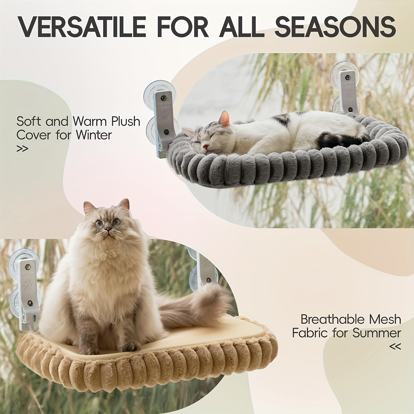 MewooFun Cat Window Perch For Large Cats Folding Cat Window Hammock For Indoor Cats Cordless Machine Washable Cat Window Bed