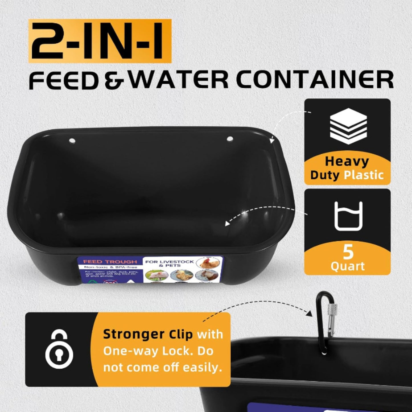 Hanging & Screw-In Poultry & Animal Feeder with Troughs