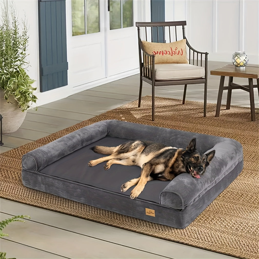 Large Sofa Dog Bed with Hidden Zipper and Waterproof Lining Ultra Plush Orthopedic Memory Foam Removable and Washable Cover Anti Slip Bottom All Season Comfort