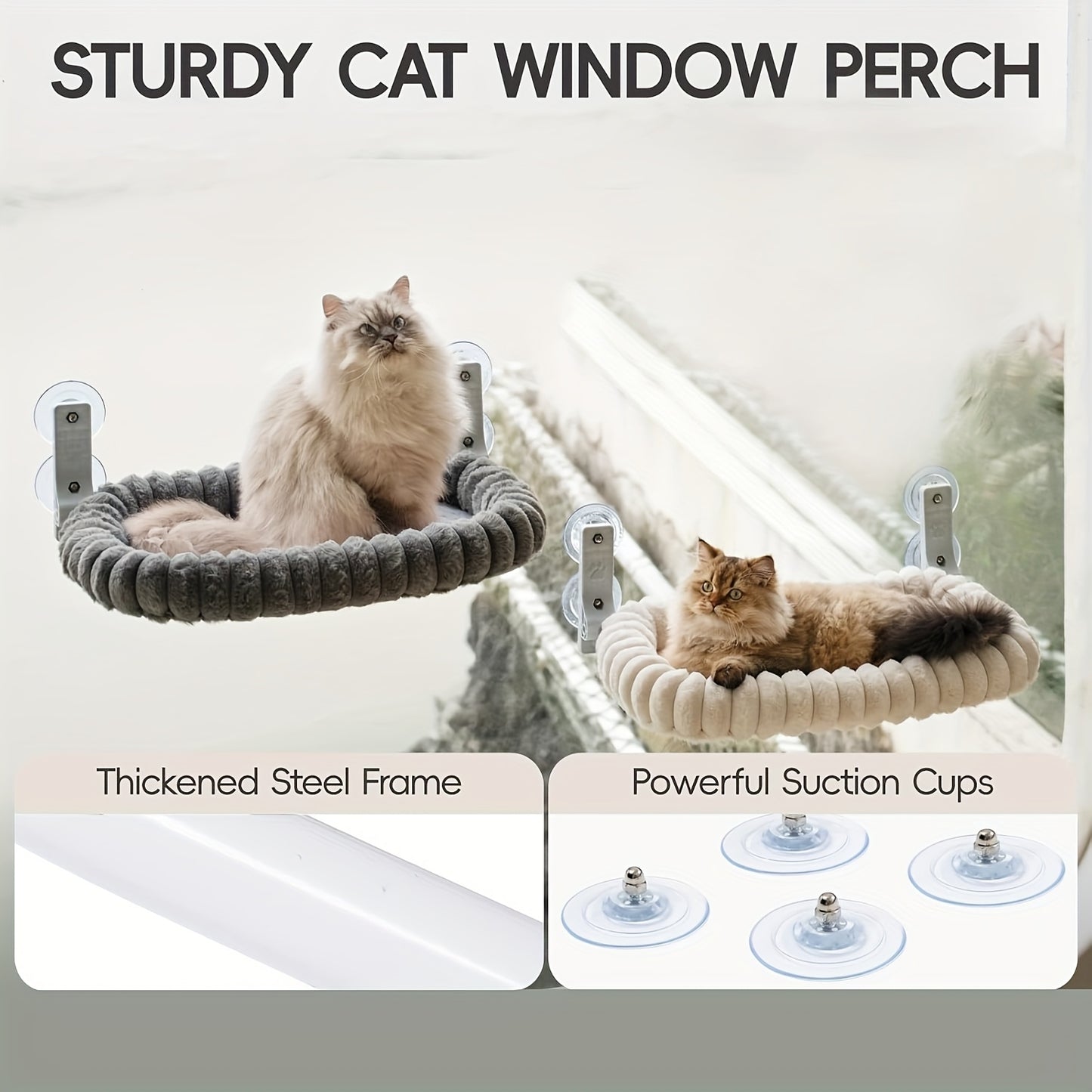 MewooFun Cat Window Perch For Large Cats Folding Cat Window Hammock For Indoor Cats Cordless Machine Washable Cat Window Bed