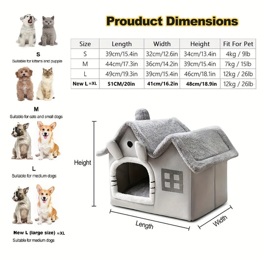 Luxury Double Roof Indoor Dog House Cat Nest Removable Washable Pet Bed All Seasons Pet Tent