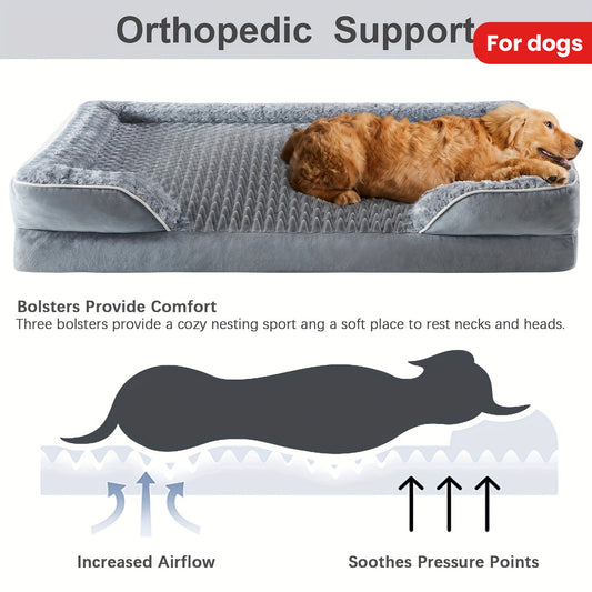 XL Orthopedic Dog Bed for Extra Large Dogs - High Quality Sofa Style Pet Sleeper with Washable Removable Cover and Non Slip Memory Foam