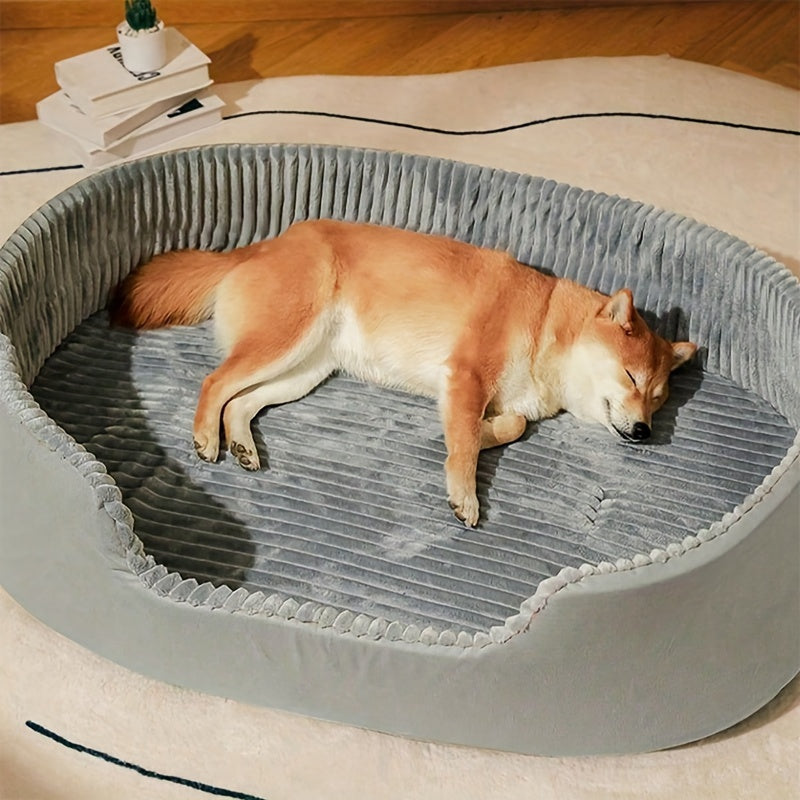 Spacious And Cozy Oval Pet Bed For Dogs With Memory Foam Filling All Seasons