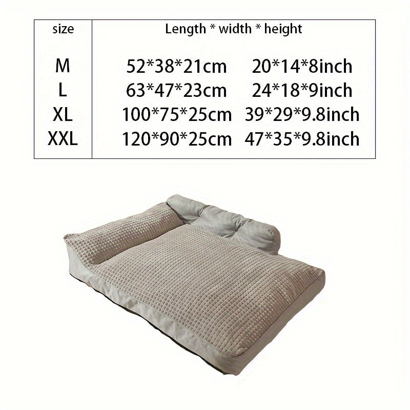 Cozy Striped Dog Bed Mat for All Seasons Non Slip Bottom Removable Washable Cover Soft Polyester Fiber Fill Rectangle Shape Gray Ideal for Small to Large Dogs Pet Comfort Accessory Elegant Pet Bedding Durable Design