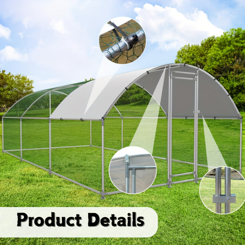 Large Dome Metal Chicken Coop with Shed, 10x19 Run