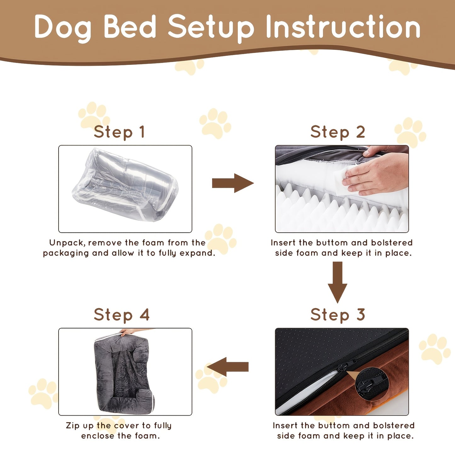 FluffyDream Orthopedic Dog Bed with Egg-Crate Memory Foam