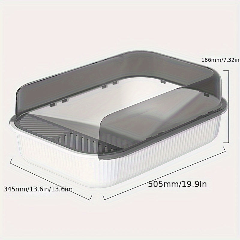 1pc Oversized Semi-Enclosed Cat Litter Box with Removable Tray