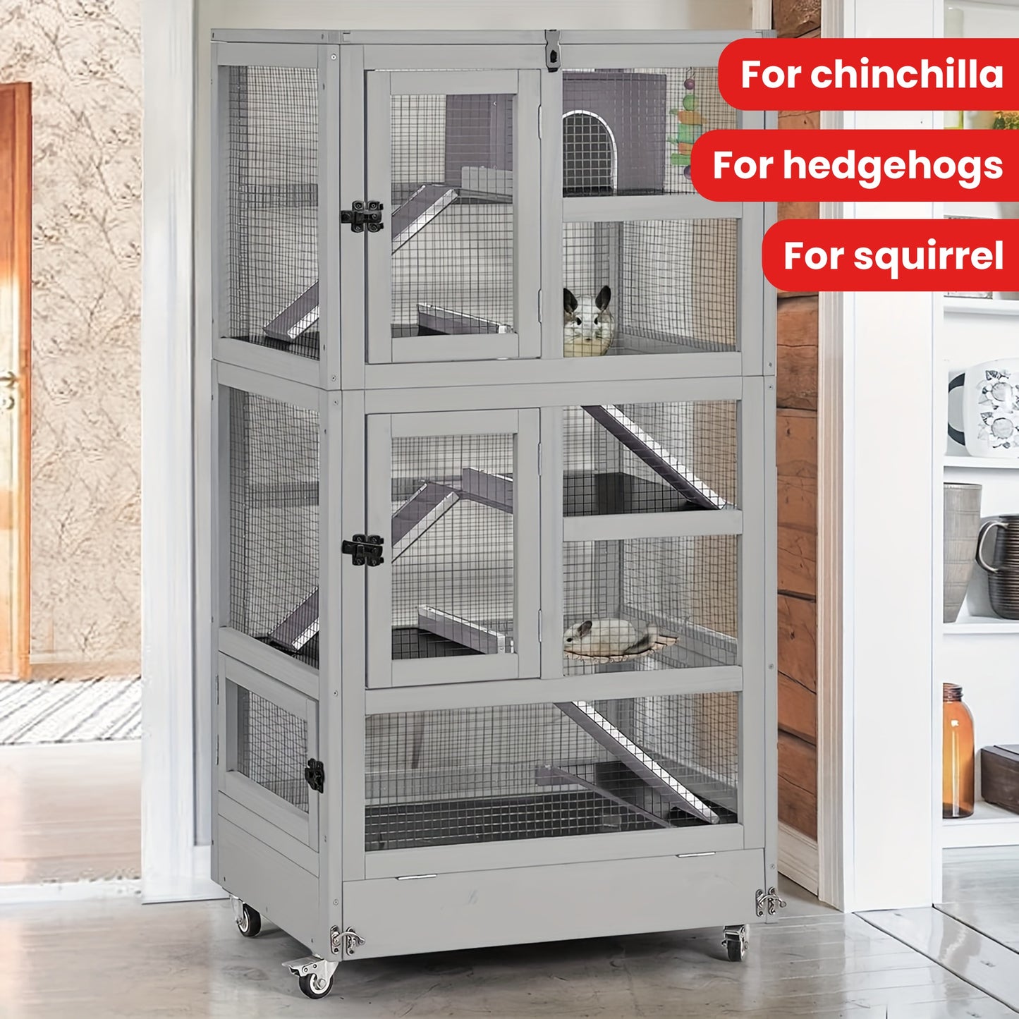 Aivituvin Hamster Cage 5 Levels Small Animal Cage for Chinchilla Hedgehogs Squirrel Chameleon Lizard Gerbils Anti Chewing Ferret Cage