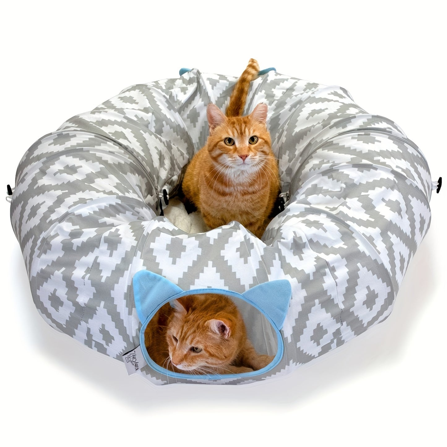 Large Donut Cat Tunnel Bed 2 in 1 Foldable Cat Cave and Toys Indoor and Outdoor Decor Perfect for Easter