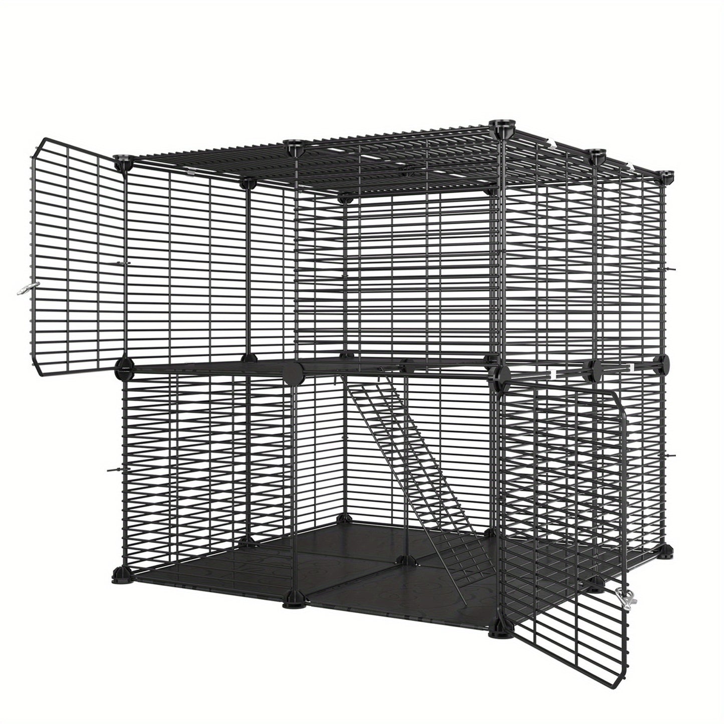 AutoWild Dual Level Indoor Pet Habitat Versatile DIY Playpen for Cats and Small Animals Ideal for Home RV Travel and Camping