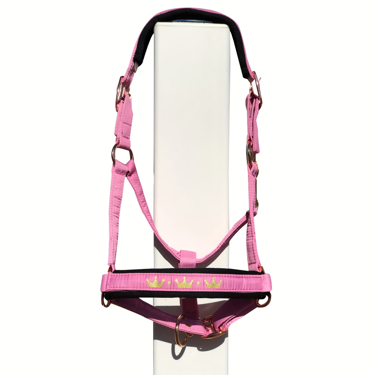 1pc Memory Fabric Horse Halter Durable Soft Equestrian Headgear With Anti Chafe Lining And Rose Golden Buckles Available In Large Medium And Small Sizes Without Battery
