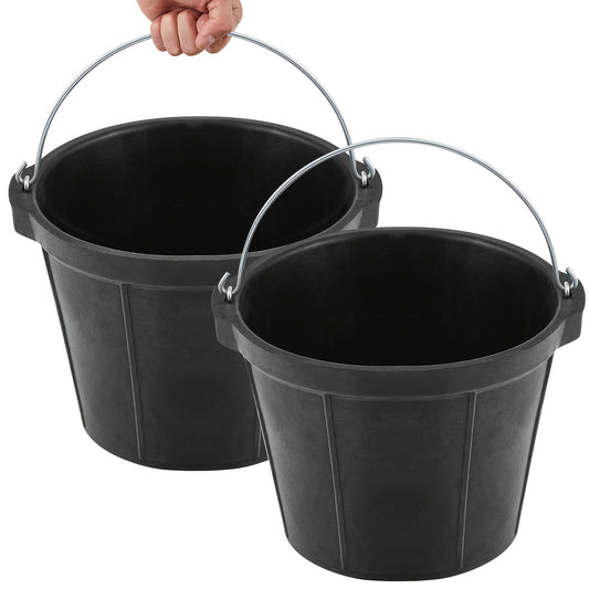 2pcs Durable Rubber Feeder Buckets 8 Quart with Handles