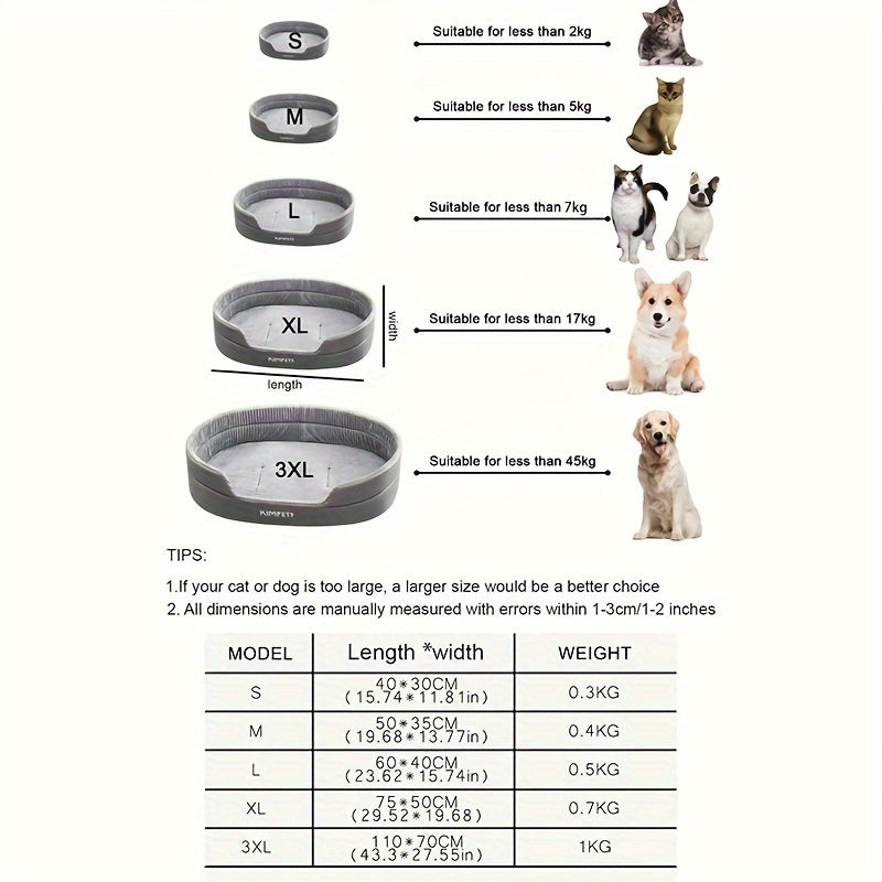 Spacious And Cozy Oval Pet Bed For Dogs With Memory Foam Filling All Seasons
