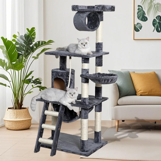 Baohe Cat Tree Luxury Multi Layer Plush Cat Tower with Comfortable Cat Condo Hammock Scratching Post Climbing Ladder Toy Stable Anti Tilt Design Durable Easy to Assemble Indoor Cat Furniture