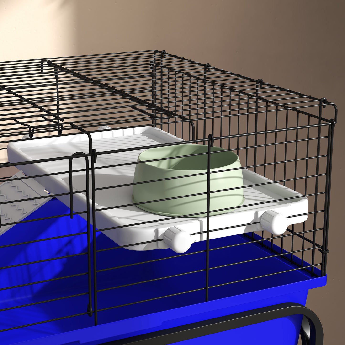 PawHut Two Story Small Animal Cage Removable from Stand Guinea Pig Hedgehog Chinchilla Ferret with Shelf and Wheels Pet Habitat