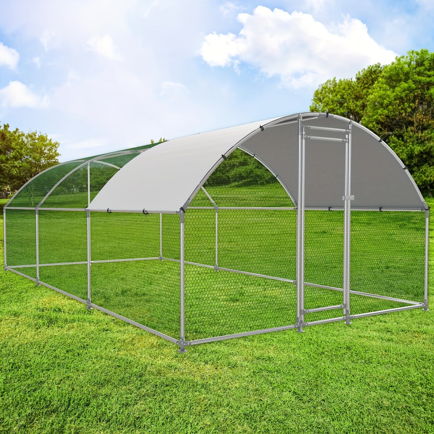 Large Metal Chicken Coop Walk-in Poultry Cage Dog Kennel