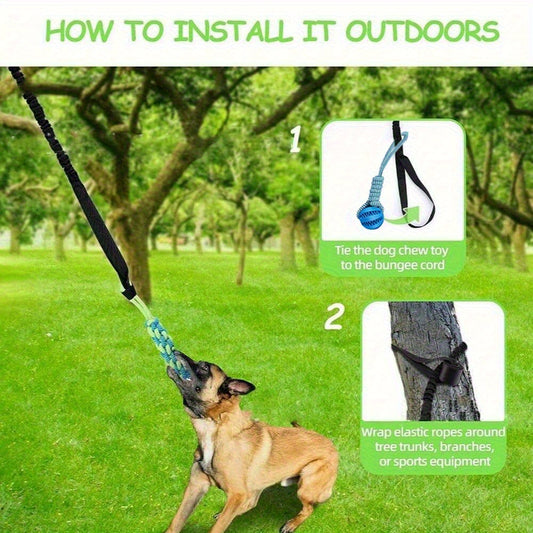 Durable Fabric Bungee Dog Toy Interactive Stretch and Tug of War Chew Rope for Dental Health Geometric Pattern Medium Breed Toy No Batteries Needed Indoor and Outdoor Play Interactive Dog Toy Playful Design Petsafe Material