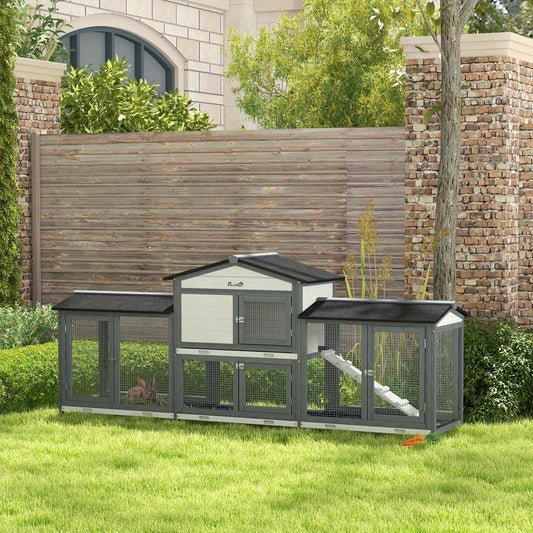 Wooden Rabbit Hutch with Double Run Boxes