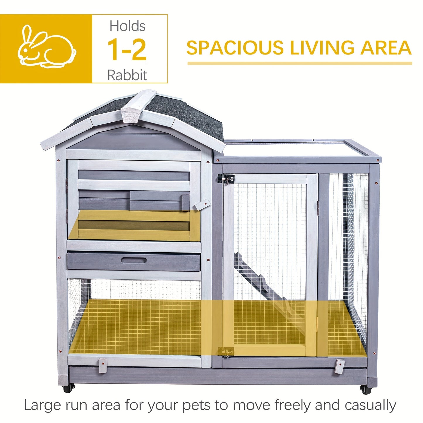 2-Tier Wooden Chinchilla Cage with Wheels