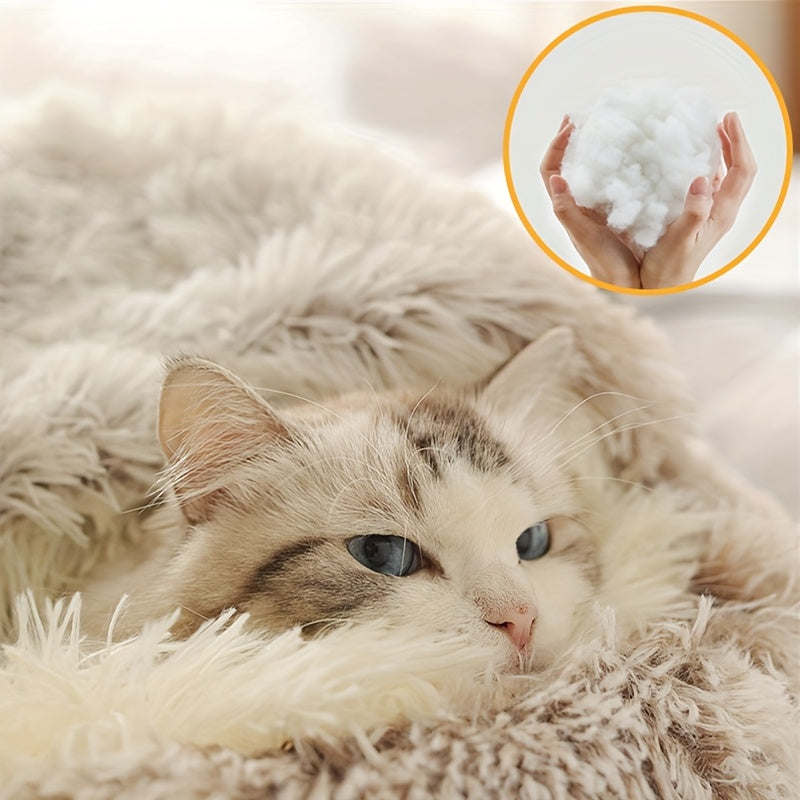 Cat Bed Cave Round Plush Fluffy Hooded Cozy Indoor Beds for Cats and Small Dogs Soothing Anti Anxiety Doughnut Bed Christmas Gift