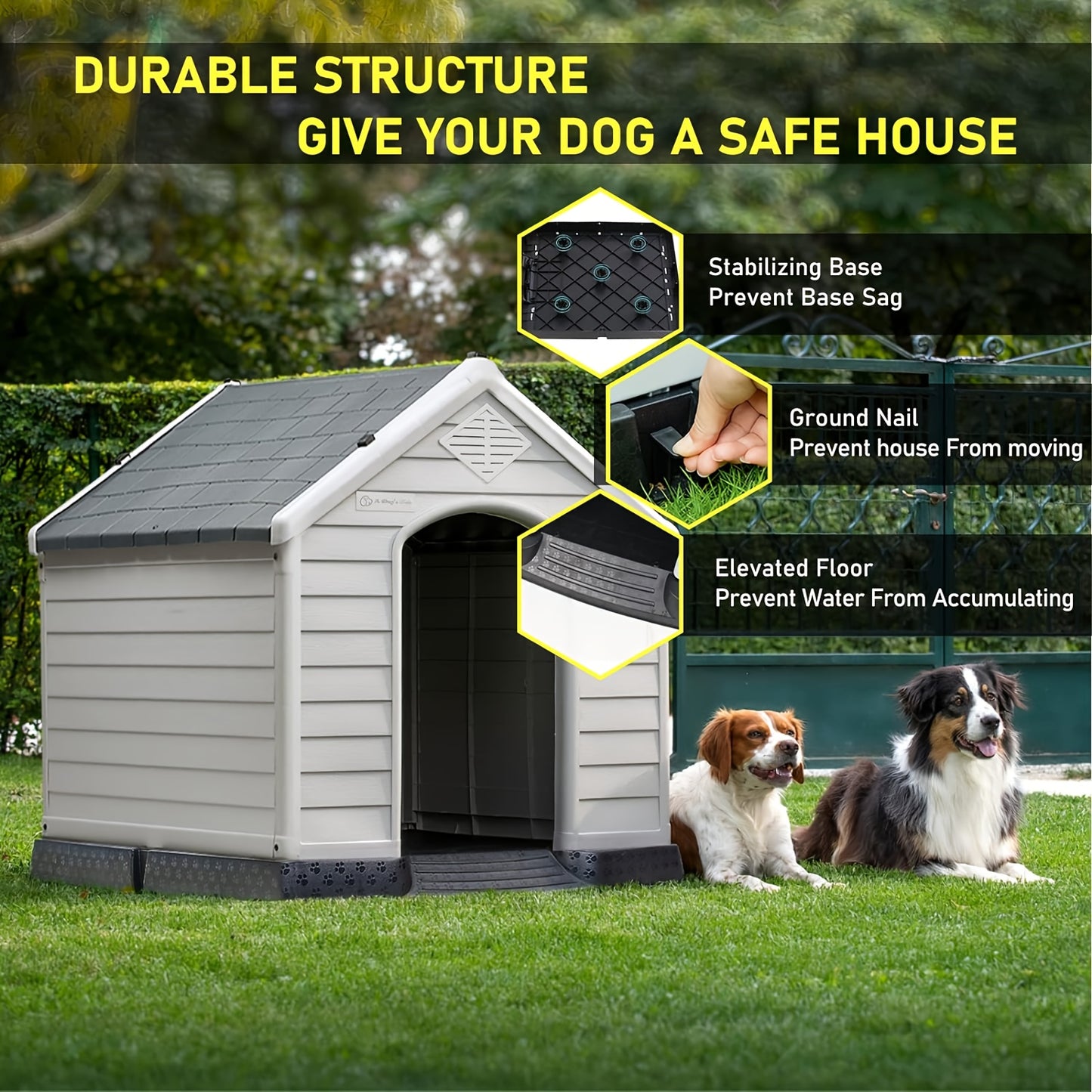 Durable Waterproof Plastic Dog House For Small To Large Dogs