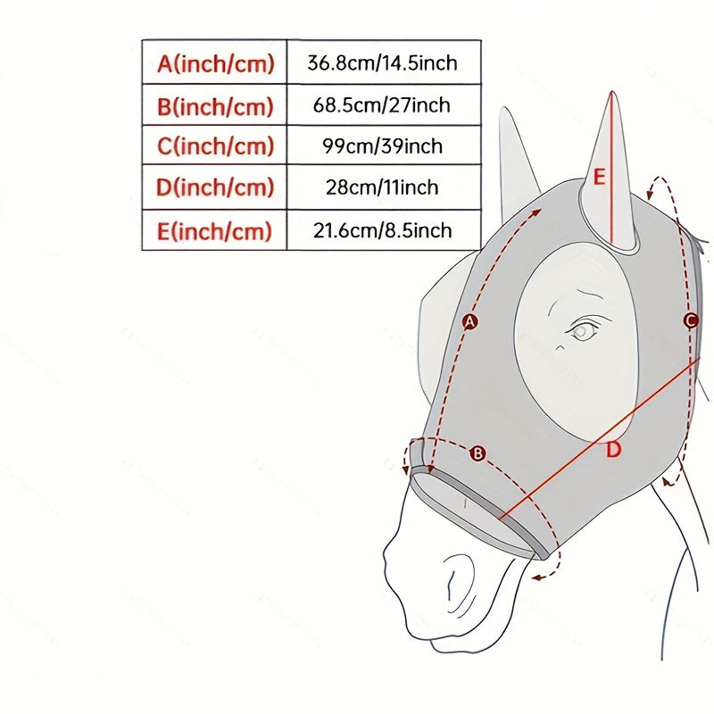 Comfortable Horse Fly Mask with Ears, Durable Spandex