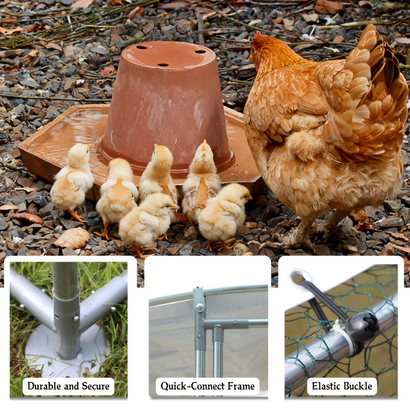 Large Dome Metal Chicken Coop with Shed, 10x19 Run