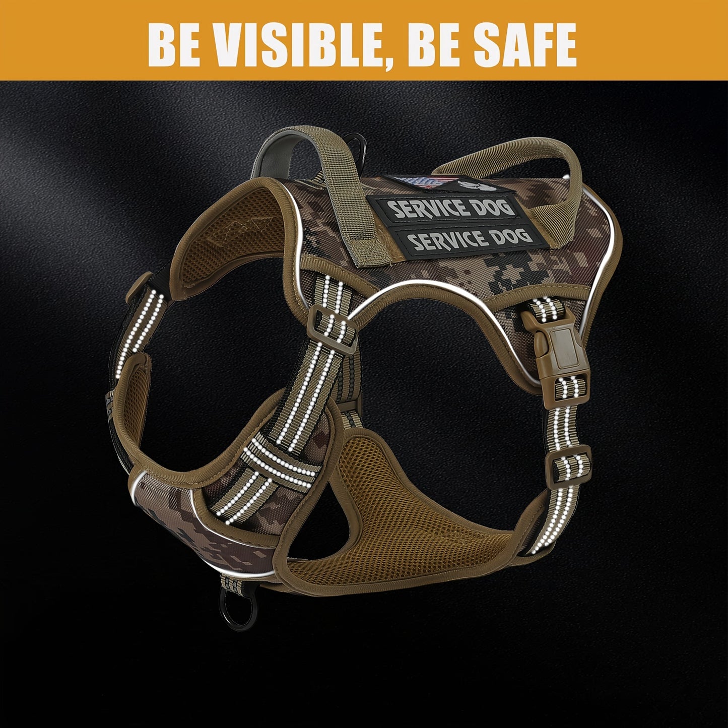 Tactical Dog Harness For Small Medium Large Dogs Heavy Duty No Pull Harness With Handle Adjustable Reflective Vest