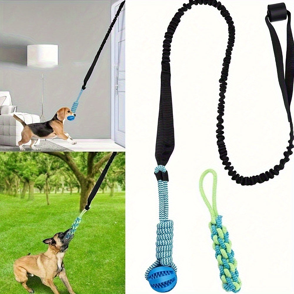 Durable Fabric Bungee Dog Toy Interactive Stretch and Tug of War Chew Rope for Dental Health Geometric Pattern Medium Breed Toy No Batteries Needed Indoor and Outdoor Play Interactive Dog Toy Playful Design Petsafe Material